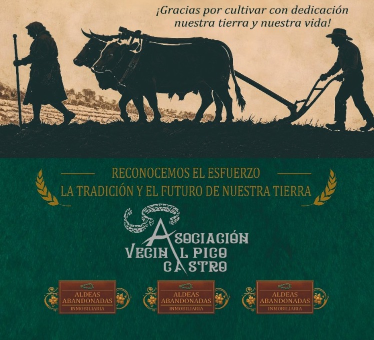 Aldeas Abandonadas Inmobiliaria Premio reconocimiento por su compromiso con el mundo rural en Illano, Asturias. La Asociación Xente de la Terra Vecinal Pico Castro, reconoce el esfuerzo, la tradición, la apuesta por el futuro y el poblamiento rural.